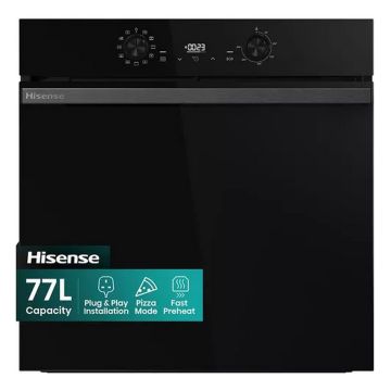 Hisense BI622ABPGUK  Built In Electric Single Steam, Plug & Play Oven - Jet Black