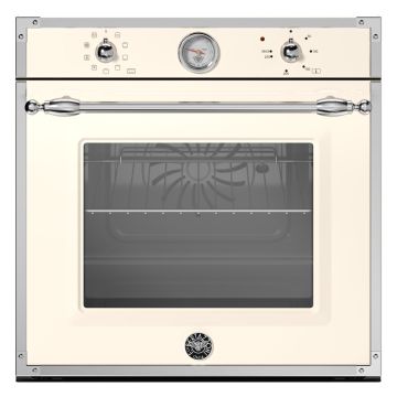 Bertazzoni F609HEREKTAX Heritage Series 60cm Built-in Electric Single Oven, 9 Functions, Temperature Gauge - Ivory/Chrome