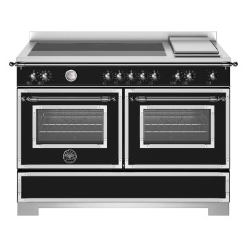 Bertazzoni HER125I2ENET2 Heritage Series 120cm Induction Range Cooker, Triple Oven - Matt Black