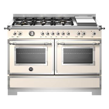 Bertazzoni HER126G2EAVT2 Heritage Series 120cm Dual Fuel Range Cooker, Double Oven & Griddle - Ivory