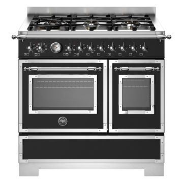 Bertazzoni HER96L2ENET2 Heritage Series 90cm Dual Fuel Range Cooker, Double Oven - Matt Black
