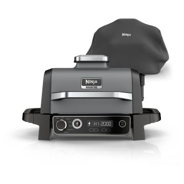 Ninja OG703UK Outdoor Woodfire Electric BBQ Grill & Smoker with Cover - Black