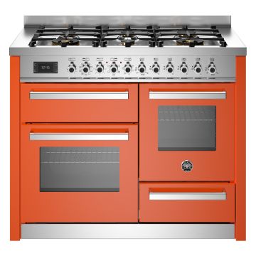 Bertazzoni PRO116L3EART2 Professional Series XG 110cm Dual Fuel Range Cooker, Triple Oven - Gloss Orange