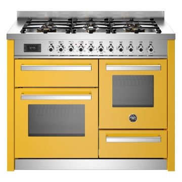 Bertazzoni PRO116L3EGIT2 Professional Series XG 110cm Dual Fuel Range Cooker, Triple Oven - Gloss Yellow