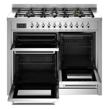 Bertazzoni PRO116L3ENET2 Professional Series XG 110cm Dual Fuel Range Cooker, Triple Oven - Gloss Black