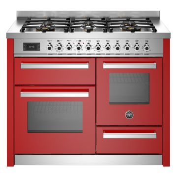 Bertazzoni PRO116L3EROT2 Professional Series XG 110cm Dual Fuel Range Cooker, Triple Oven - Gloss Red