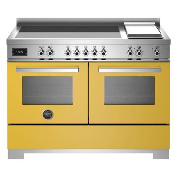 Bertazzoni PRO125I2EGIT2 Professional Series 120cm Induction Range Cooker, Double Oven & Griddle - Gloss Yellow