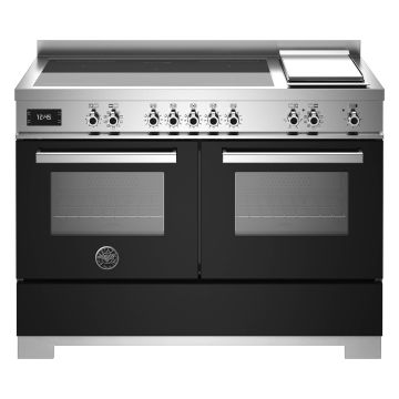 Bertazzoni PRO125I2ENET2 Professional Series 120cm Induction Range Cooker, Double Oven & Griddle - Gloss Black