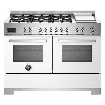 Bertazzoni PRO126G2EBIT2 Professional Series 120cm Dual Fuel Range Cooker, Double Oven & Griddle - Gloss White