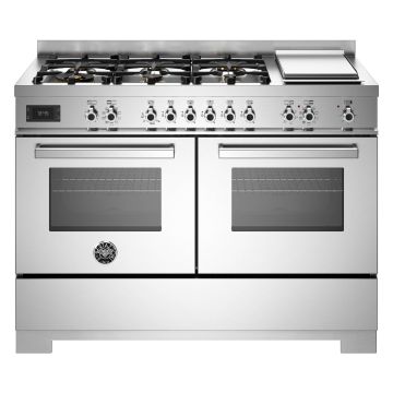 Bertazzoni PRO126G2EXT2 Professional Series 120cm Dual Fuel Range Cooker, Double Oven & Griddle - Stainless Steel
