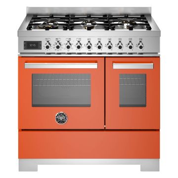 Bertazzoni PRO96L2EART2 Professional Series 90cm Dual Fuel Range Cooker, Double Oven - Gloss Orange