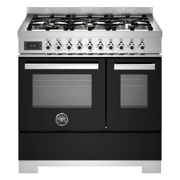 Bertazzoni PRO96L2ENET2 Professional Series 90cm Dual Fuel Range Cooker, Double Oven - Gloss Black
