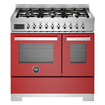 Bertazzoni PRO96L2EROT2 Professional Series 90cm Dual Fuel Range Cooker, Double Oven - Gloss Red