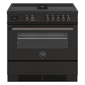 Bertazzoni PROCH94I1ECAT Professional Series 90cm Induction Range Cooker, Single Oven & Integrated Extractor - Carbonio
