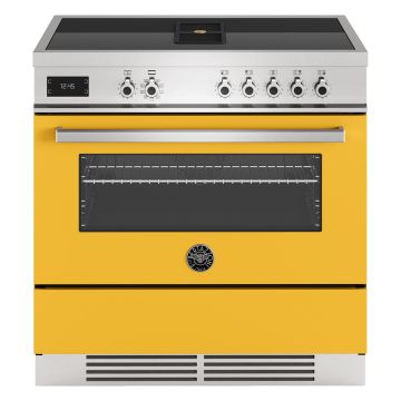 Bertazzoni PROCH94I1EGIT Professional Series 90cm Induction Range Cooker, Single Oven & Integrated Extractor - Yellow