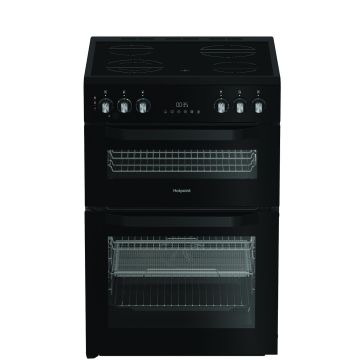 Hotpoint HDE6VDCASB1 60cm Double Oven Electric Cooker with Ceramic Hob - Black