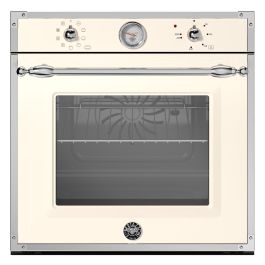 Bertazzoni F609HEREKTAX Heritage Series 60cm Built-in Electric Single Oven, 9 Functions, Temperature Gauge - Ivory/Chrome