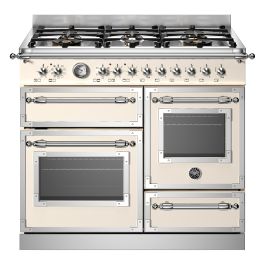 Bertazzoni HER106L3EAVT2 Heritage Series XG 100cm Dual Fuel Range Cooker, Triple Oven - Ivory