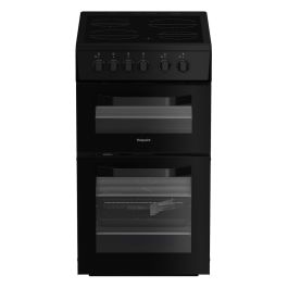 Hotpoint HTE5VCB 50cm Electric Twin Cooker with Ceramic Hob - Black