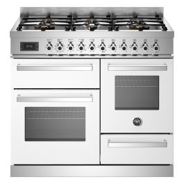 Bertazzoni PRO106L3EBIT2 Professional Series XG 100cm Dual Fuel Range Cooker, Triple Oven - White
