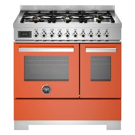 Bertazzoni PRO96L2EART2 Professional Series 90cm Dual Fuel Range Cooker, Double Oven - Gloss Orange