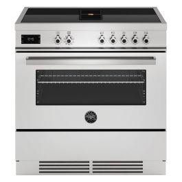 Bertazzoni PROCH94I1EXT Professional Series 90cm Induction Range Cooker, Single Oven & Integrated Extractor - Stainless Steel