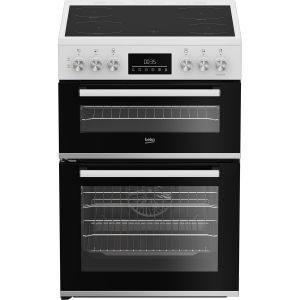 Beko EDC6731W 60cm Double Oven Electric Cooker with Vitroceramic Hob - White