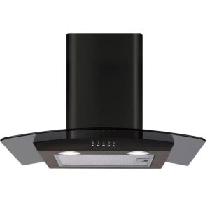 CDA ECP62BL 60cm Curved Chimney Glass Hood - Black. Northern Ireland Only