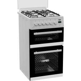 Beko EDG507W 50cm Twin Cavity Gas Cooker with Gas Hob & Glass Lid - White