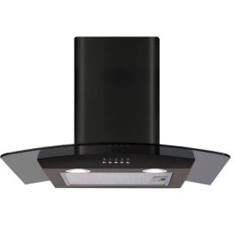 CDA ECP62BL 60cm Curved Chimney Glass Hood - Black. Northern Ireland Only