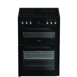 Hotpoint HDE6VDCASB1 60cm Double Oven Electric Cooker with Ceramic Hob - Black