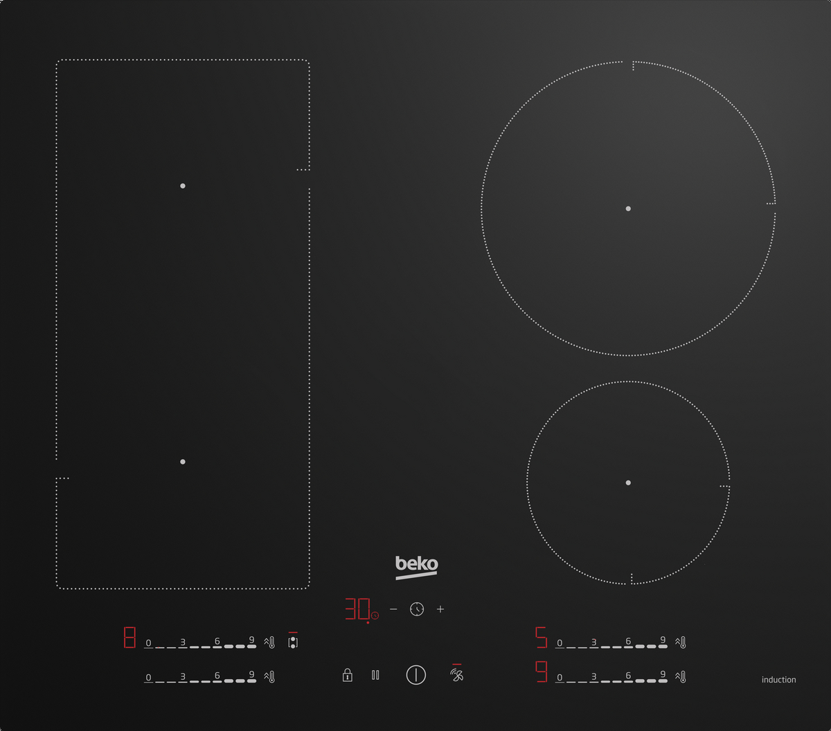 Beko HIIP64530UFT 60cm Plug & Play Induction Hob - Black