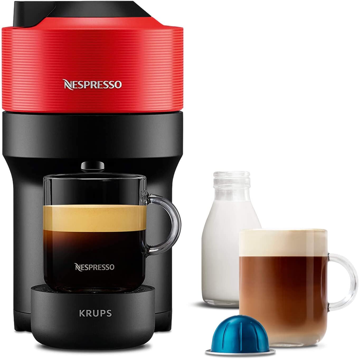 Krups Nespresso XN920540 Vertuo Pop Coffee Pod Machine Spicy Red