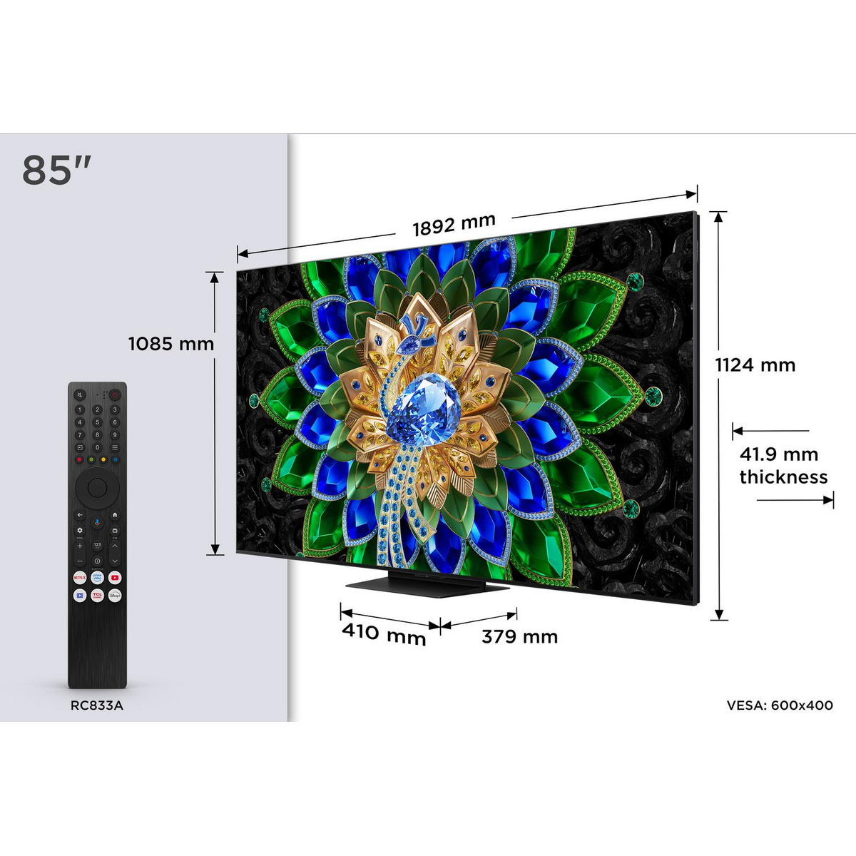 TCL 85A400U-UK 85" 4K QD-Mini LED Google TV