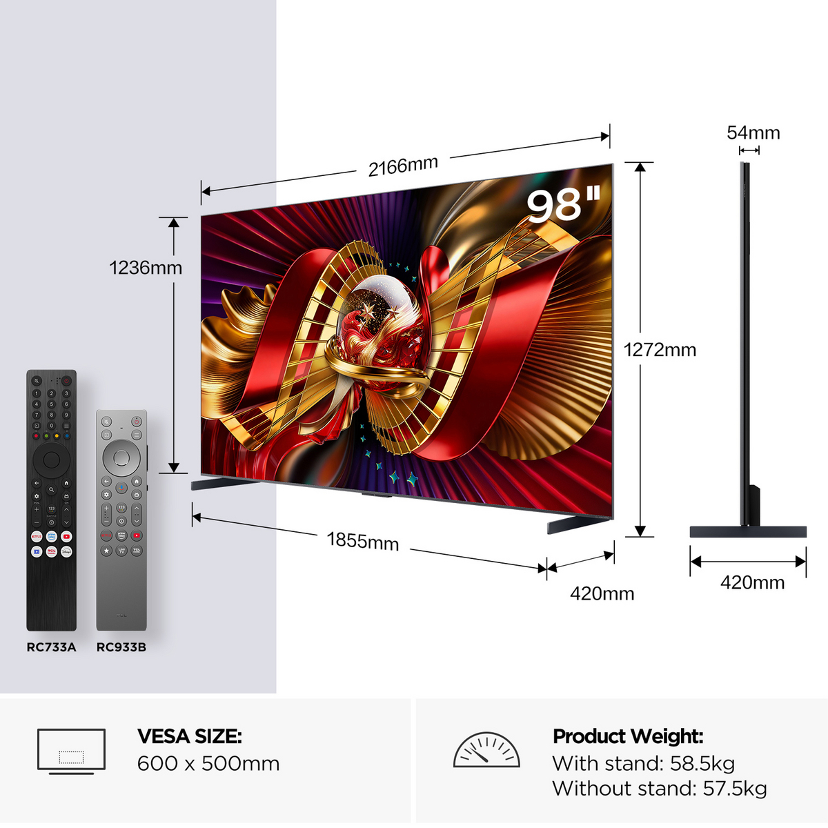 TCL 98C8L-UK 98" 4K SQD-Mini LED HDR Google TV