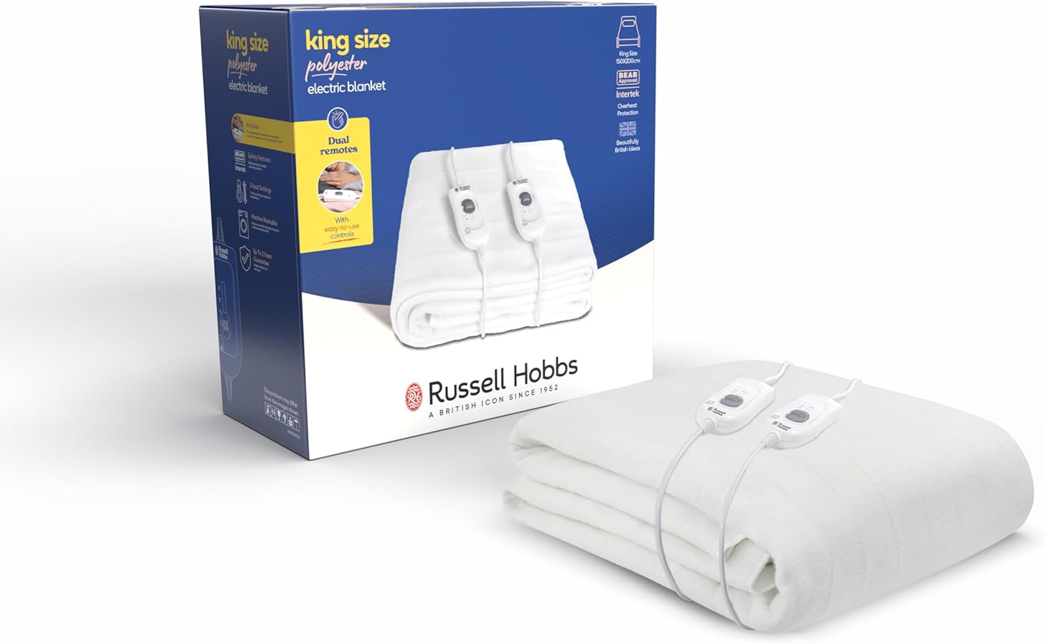 Russell Hobbs RHEKB6003 Electric Blanket Heated King Fitted Underblanket White